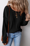 Explore More Collection - Pocketed Round Neck Long Sleeve Top