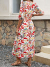 Explore More Collection - Printed V-Neck Half Sleeve Midi Dress