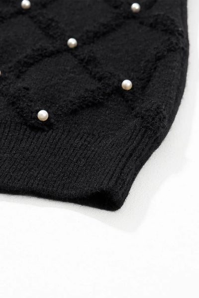 Explore More Collection - Pearl Detail Round Neck Long Sleeve Sweater