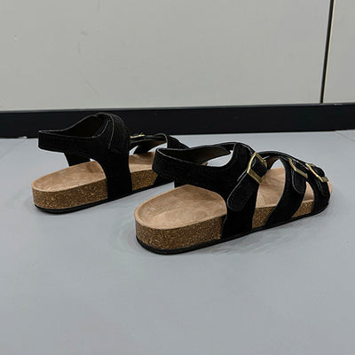 Explore More Collection - Open Toe Flat Buckle Sandals