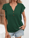 Explore More Collection - Full Size Ruffled Notched Cap Sleeve T-Shirt