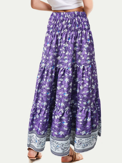 Explore More Collection - Full Size Tiered Printed Elastic Waist Skirt