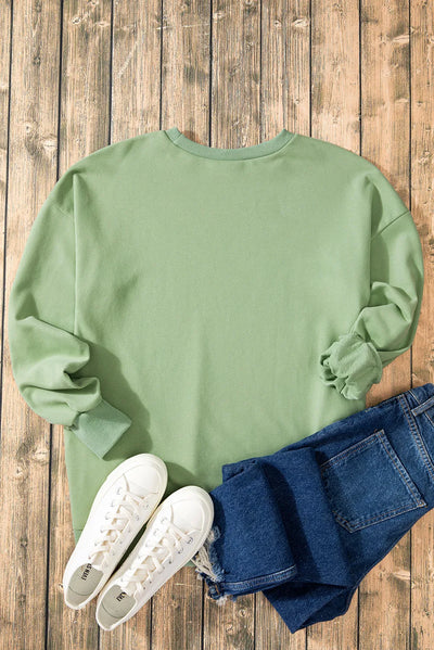 Explore More Collection - High-Low Round Neck Long Sleeve Sweatshirt