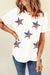 Explore More Collection - Sequin Star Round Neck Short Sleeve T-Shirt