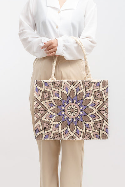 Explore More Collection - Flower Straw Weave Tote Bag