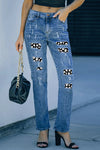 Explore More Collection - Distressed Skeleton Pattern Jeans with Pockets