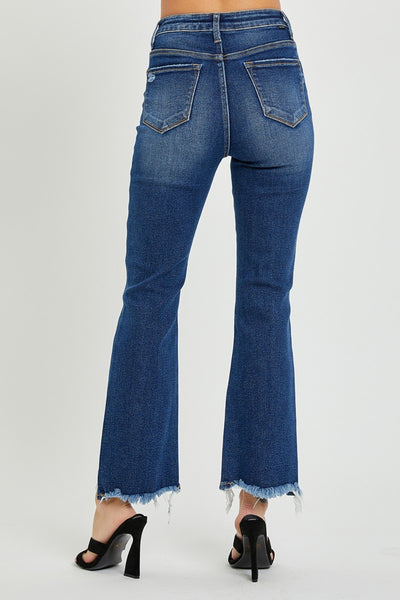 Explore More Collection - RISEN High Rise Distressed Crop Flare Jeans