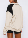 Explore More Collection - Contrast Quarter Zip Long Sleeve Sweatshirt