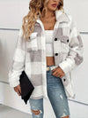 Explore More Collection - Plaid Dropped Shoulder Long Sleeve Plush Coat