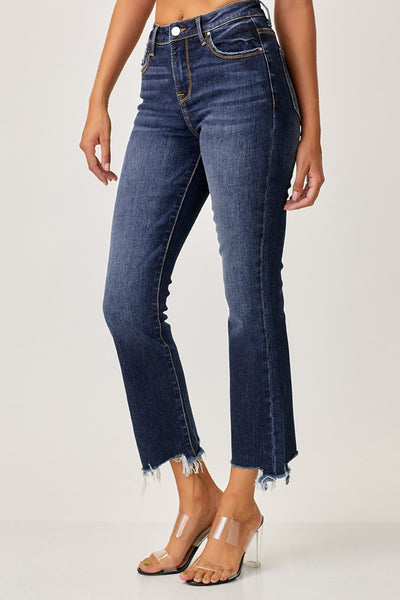 Explore More Collection - Risen Full Size Frayed Hem Cropped Straight Jeans