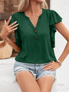 Explore More Collection - Full Size Ruffled Notched Cap Sleeve T-Shirt