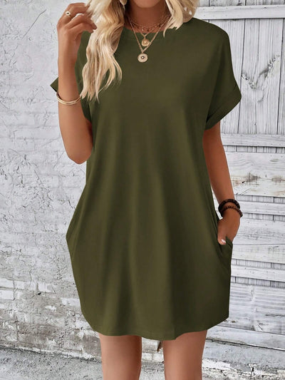 Explore More Collection - Round Neck Short Sleeve Mini Dress