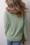 Explore More Collection - Pocketed Round Neck Long Sleeve Top