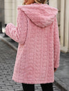 Explore More Collection - Heart Open Front Hooded Fuzzy Coat