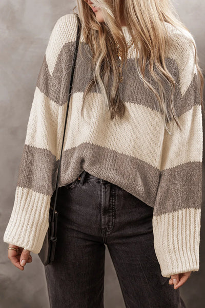 Explore More Collection - Color Block Round Neck Sweater