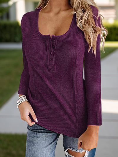 Explore More Collection - Full Size Scoop Neck Long Sleeve T-Shirt