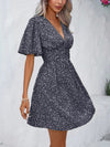 Explore More Collection - Printed V-Neck Half Sleeve Mini Dress