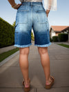 Explore More Collection - Raw Hem Denim Shorts with Pockets