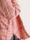 Explore More Collection - Exposed Seam Plaid Collared Neck Long Sleeve Shirt