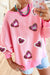 Explore More Collection - Valentine’s Day Sequin Heart Striped Round Neck Long Sleeve Sweatshirt