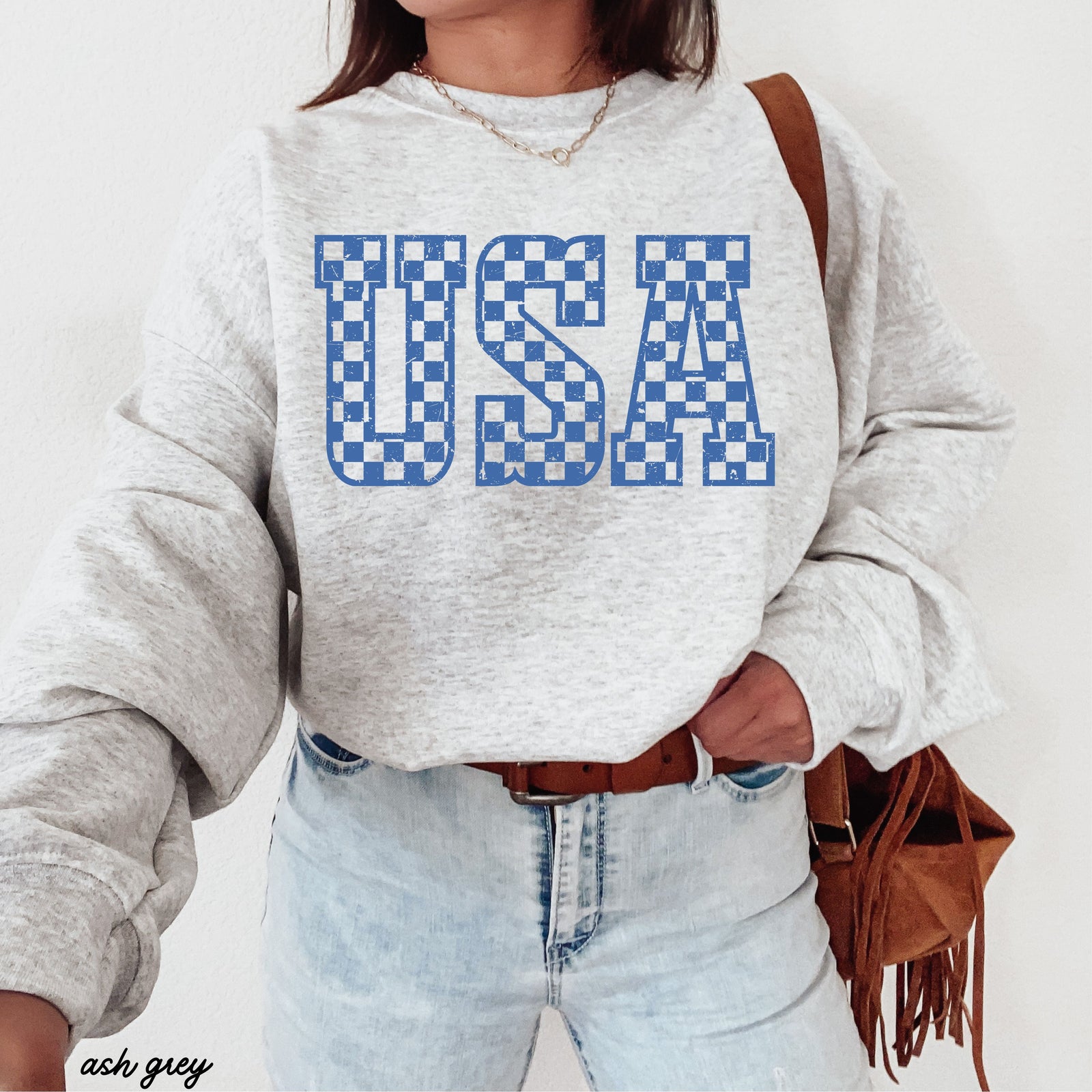 Checkered USA Sweatshirt *7 Colors (S-3X)