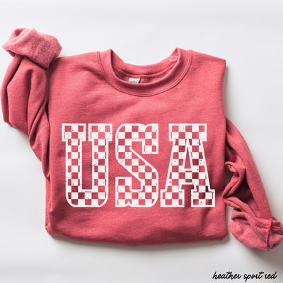 Checkered USA Sweatshirt *7 Colors (S-3X)