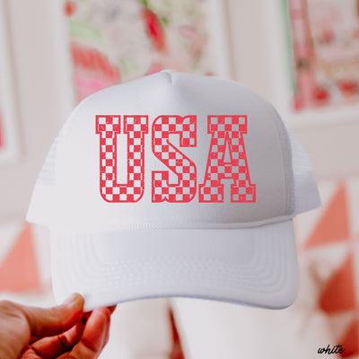 Checkered USA Trucker Hat *9 COLORS