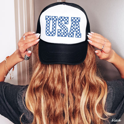 Checkered USA Trucker Hat *9 COLORS