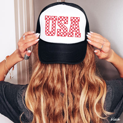 Checkered USA Trucker Hat *9 COLORS