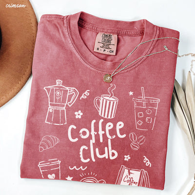 Coffee Club Doodle Tee *16 Colors (S-3X) SC