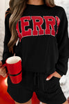 Explore More Collection - MERRY Round Neck Long Sleeve Top and Shorts Set