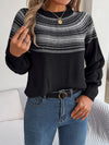 Explore More Collection - Contrast Round Neck Long Sleeve Sweater