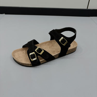 Explore More Collection - Open Toe Flat Buckle Sandals