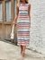 Explore More Collection - Slit Striped Round Neck Tank Dress