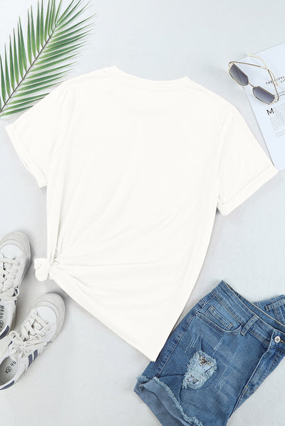 Explore More Collection - Sequin Star Round Neck Short Sleeve T-Shirt