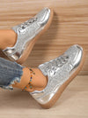 Explore More Collection - Sequin PU Leather Flat Sneakers