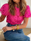 Explore More Collection - Cutout Round Neck Short Sleeve Blouse