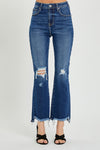 Explore More Collection - RISEN High Rise Distressed Crop Flare Jeans