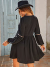 Explore More Collection - Ruched Notched Long Sleeve Mini Dress