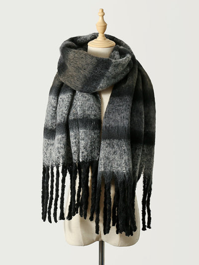 Explore More Collection - Fringe Color Block Polyester Scarf