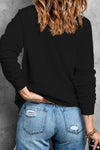 Explore More Collection - LOVE Rhinestone Clover Round Neck Sweatshirt