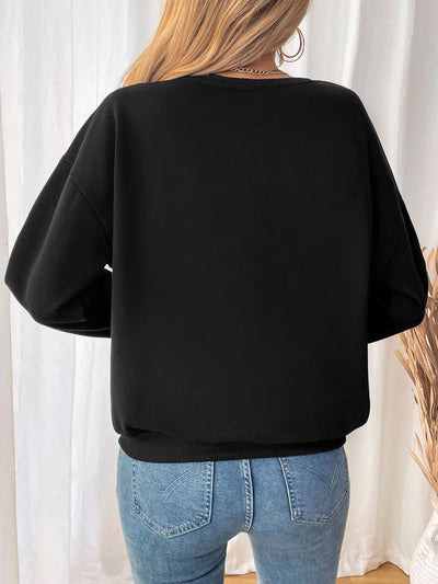 Explore More Collection - Perfee Bow Round Neck Long Sleeve Sweatshirt