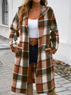 Explore More Collection - Plaid Long Sleeve Hooded Coat