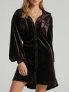 Explore More Collection - Collared Neck Button Down Long Sleeve Mini Dress