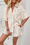 Explore More Collection - Printed Button Up Shirt and Shorts Set