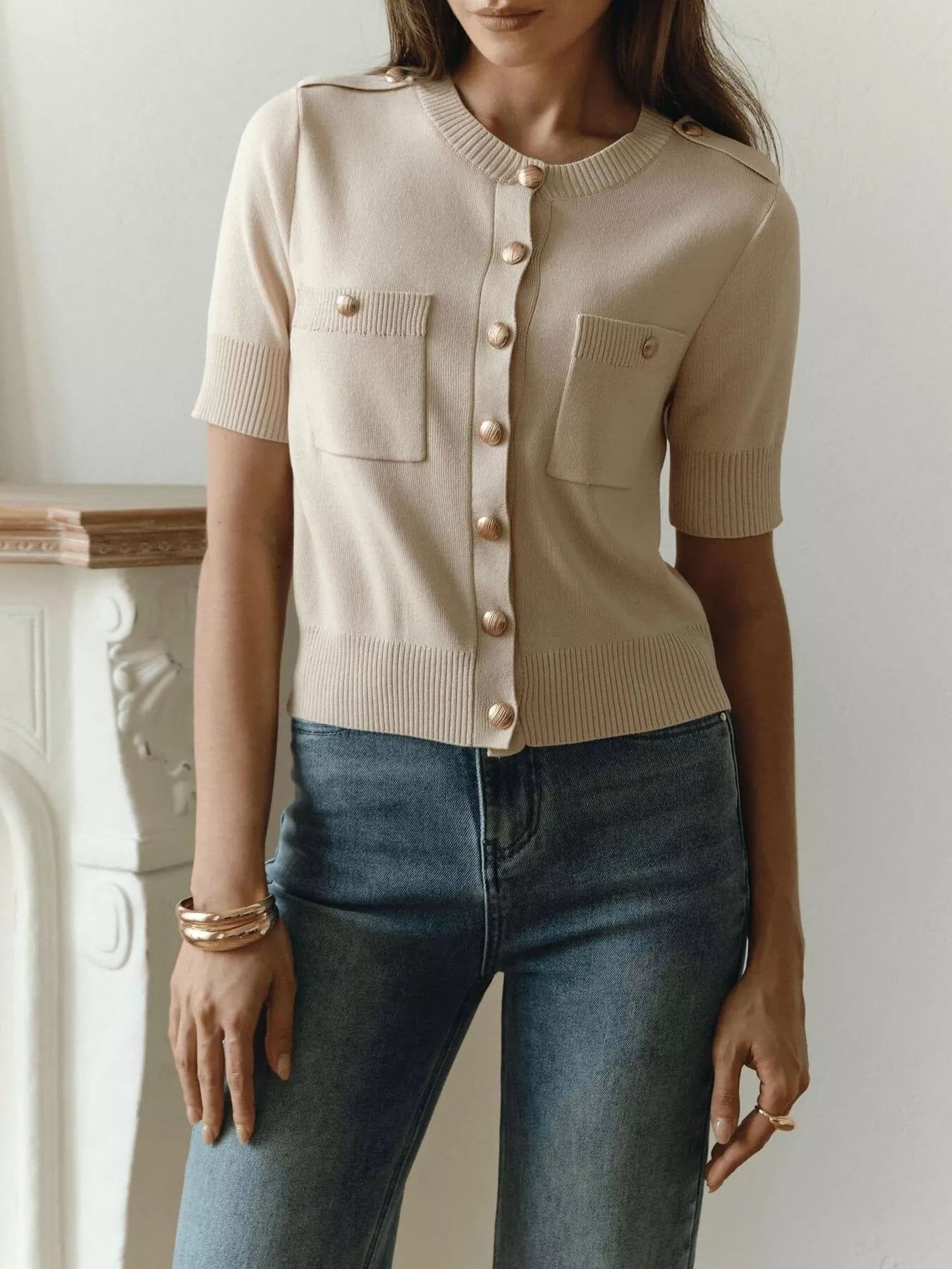 Button-Down Short Sleeve Cardigan