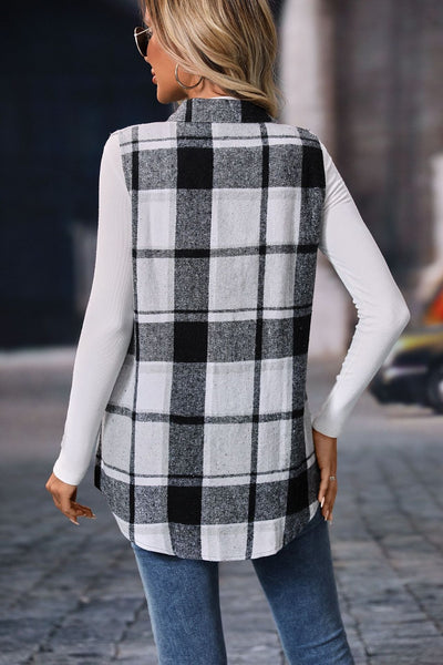 Explore More Collection - Plaid Button Up Vest Coat