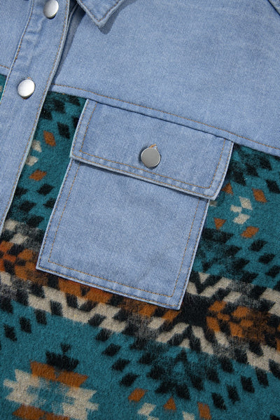 Explore More Collection - Pocketed Button Up Long Sleeve Denim Jacket