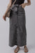 Explore More Collection - Raw Hem Midi Denim Skirt with Pockets