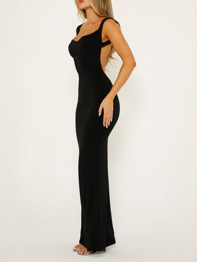 Explore More Collection - Backless Wide Strap Maxi Dress